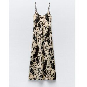 Zara Satin Effect Dress (Cow Print)